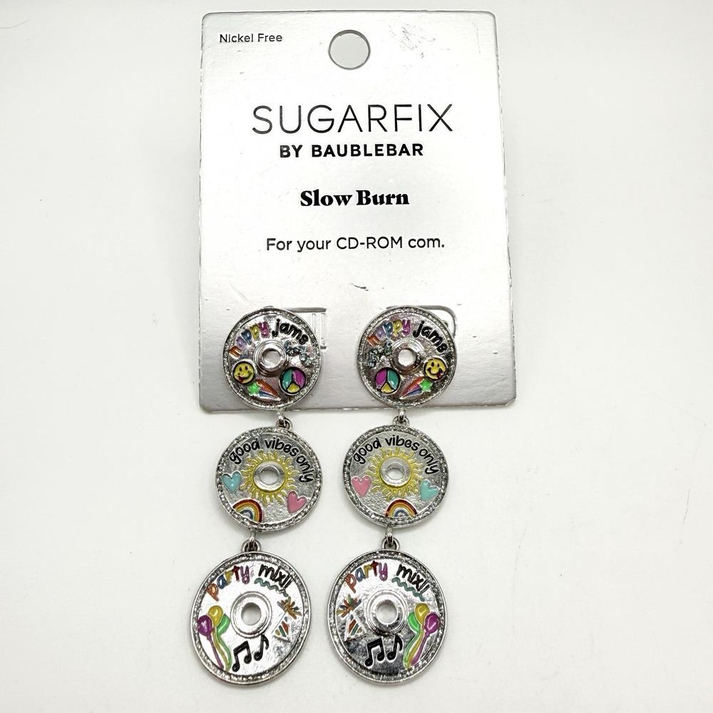 Sugarfix by Baublebar Slow Burn CD Music Dangling Earrings 80s 90s Fun NWT NEW